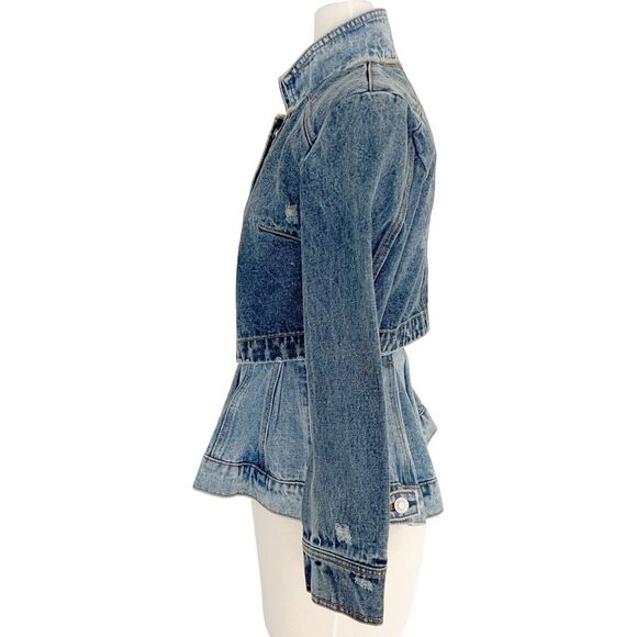 Alexander McQueen Double Layered Fitted Multi-panel Denim Jacket- Size IT 38 - Picture 3 of 9